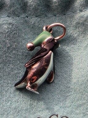 Tiffany & Co. Blue Black Enamel Penguin Charm Sterling Silver.